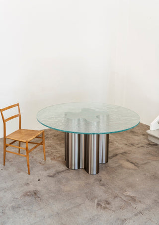 Silver Root Table | Esszimmertisch | Ø 140cm | Stahl | Glas | Caia Leifsdotter - GEOSTUDIO