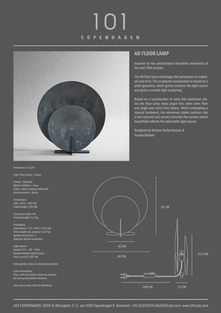 AD Floor Lamp | Stehleuchte | 62 cm | Aluminium | LED | Schwarz | 101 Copenhagen - GEOSTUDIO
