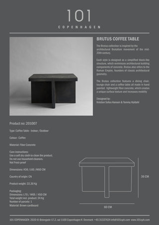 AUSSTELLUNGSSTÜCK Brutus Coffee Table | Couchtisch | 60 cm | Faserbeton | Coffee | 101 Copenhagen - GEOSTUDIO