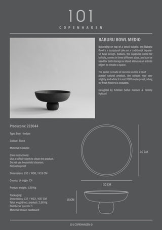 Baburu Bowl | Medio | Schale | 30 cm | Keramik | Bone White | 101 Copenhagen - GEOSTUDIO