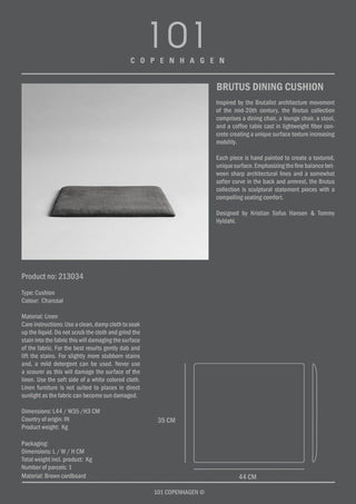 Brutus Dining Cushion | Sitzkissen | 44cm | Leinen | Charcoal | Schwarz | Outdoor | 101 Copenhagen - GEOSTUDIO