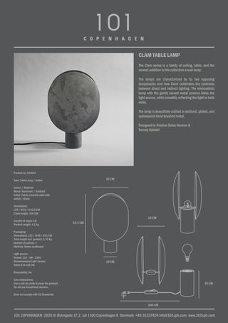 Clam Table Lamp | Tischleuchte | 43,5 cm | Messing | Oxidiert | LED | 101 Copenhagen - GEOSTUDIO