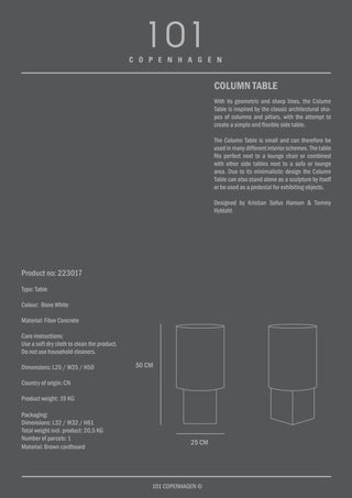 Column Table | Beistelltisch | 50 cm | Faserbeton | Bone White | 101 Copenhagen - GEOSTUDIO