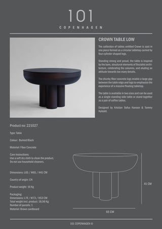 Crown Table | Low | 50 cm | Beistelltisch | Aluminium | Burned Black | Schwarz | 101 Copenhagen - GEOSTUDIO