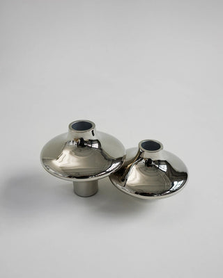 Doublet Candlestick Small, 6.5cm, Brass Silver