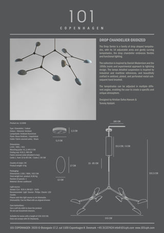 Drop Chandelier Oxidized | Kronleuchter | 155 cm | Schwarz Oxidiert | 101 Copenhagen - GEOSTUDIO