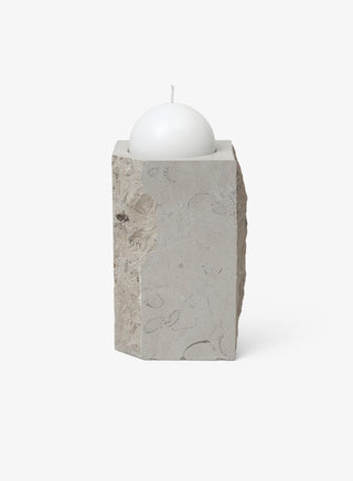 Gallery Object Stone Candle Light | Kerzenständer | 18 cm | High | Marmor | Travertine | Louise Roe - GEOSTUDIO