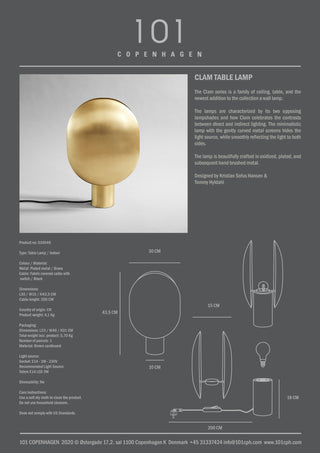 Clam table lamp | 43.5cm | Brass | LED | 101 Copenhagen