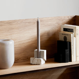 Offset Candleholder Vol. 2 | Candle holder | 10cm | Sculpture | sandstone | Travertine | White | Kristina Dam