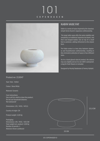 Kabin Vase Fat Bone White I Bauchige Vase I Keramik I Weiss I 101 Copenhagen - GEOSTUDIO