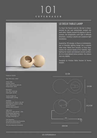 Le Deux Table Lamp | Tischleuchte | 32cm | Keramik | Sand | 101 Copenhagen - GEOSTUDIO