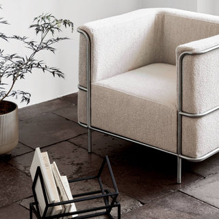 Modernist Lounge Chair | Armsessel | Edelstahl | Beige | Bouclé | Kristina Dam - GEOSTUDIO