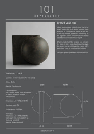 Offset Vase | Big | 60 cm | Faserbeton | Coffee | 101 Copenhagen - GEOSTUDIO