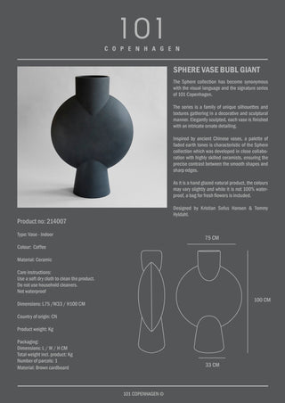 Sphere Vase Giant | 100 cm | Keramik | Coffee | 101 Copenhagen - GEOSTUDIO