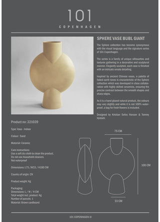 Sphere Vase Giant | 100 cm | Keramik | Sand | Beige | 101 Copenhagen - GEOSTUDIO