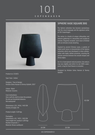 Sphere Vase Square Groß I Schwarz I Keramik I 101 Copenhagen - GEOSTUDIO