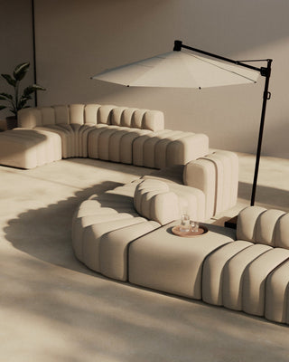Studio Ottoman Classic Outdoor | Hocker | 80 cm | Sunbrella Savane | Whisper | Coconut | Quickdry Foam | NORR110 - GEOSTUDIO