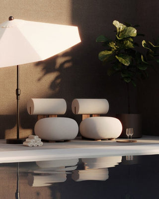 Studio Ottoman Outdoor | Hocker | 80cm | Sunbrella Savane | Whisper | Coconut | Quickdry Foam | NORR110 - GEOSTUDIO