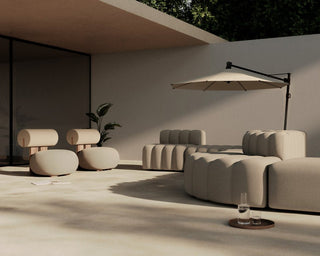 Studio Ottoman Outdoor | Hocker | 80cm | Sunbrella Savane | Whisper | Coconut | Quickdry Foam | NORR110 - GEOSTUDIO