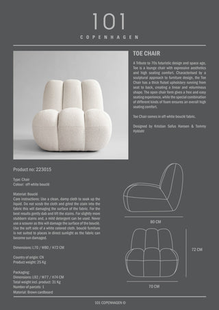 Toe Chair | Sessel | 80cm | Bouclé | Off-White | 101 Copenhagen - GEOSTUDIO