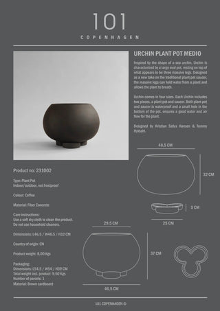 Urchin Plant Pot | Medio | Blumentopf | 46 cm | Coffee | Faserbeton | 101 Copenhagen - GEOSTUDIO