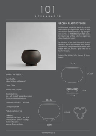 Urchin Plant Pot | Mini | Blumentopf | 35 cm | Coffee | Faserbeton | 101 Copenhagen - GEOSTUDIO